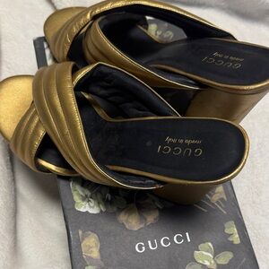 Gucci Women's Metallic Gold Mules